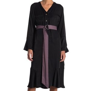 NWT: V-Neck Tie Waist Midi Dress